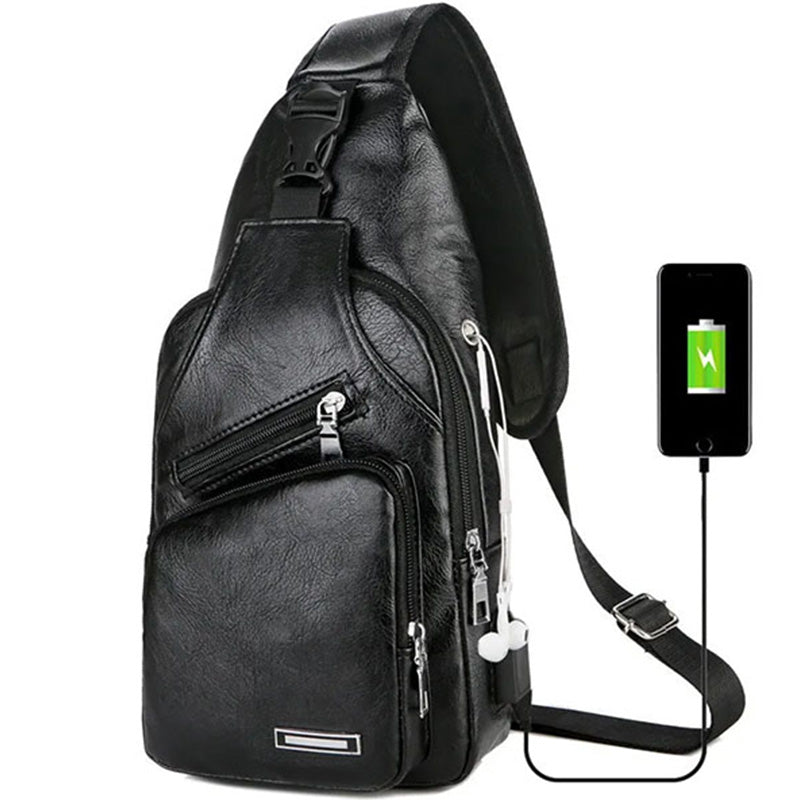 Men's Multifunctional High Quality Leather Chest Bag