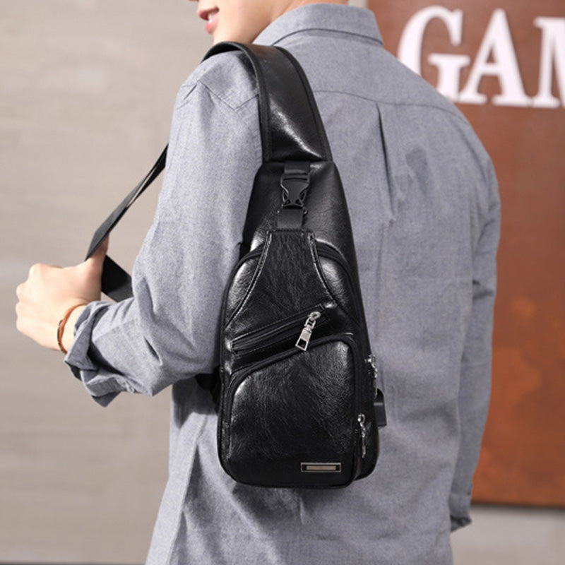 Men's Multifunctional High Quality Leather Chest Bag