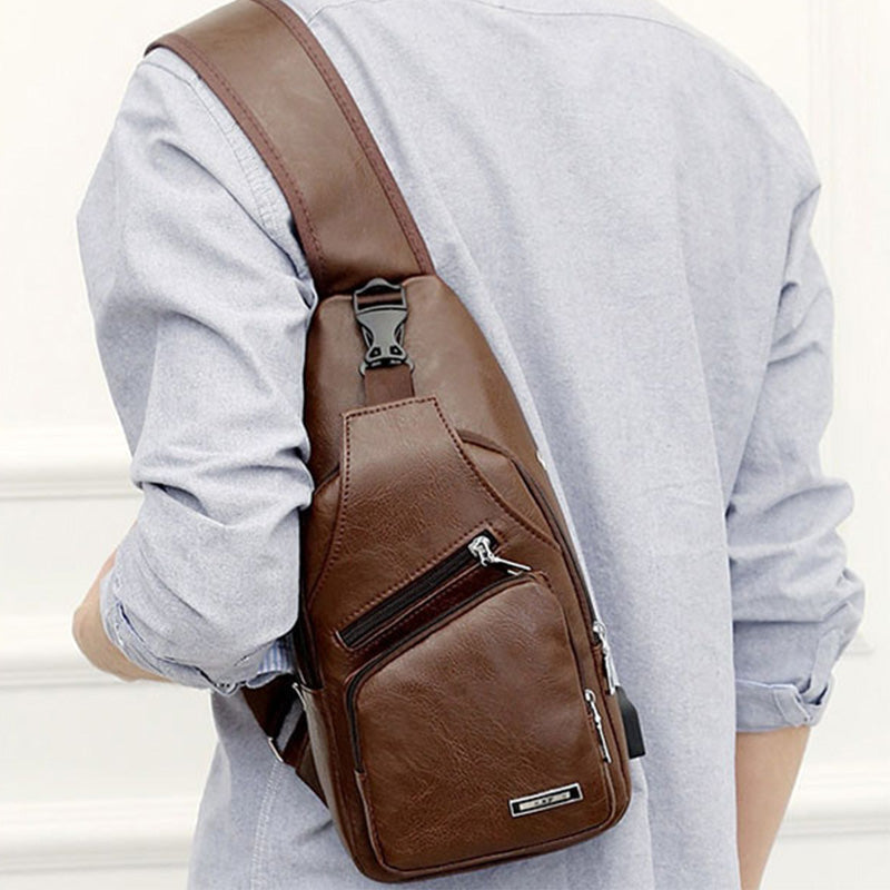 Men's Multifunctional High Quality Leather Chest Bag