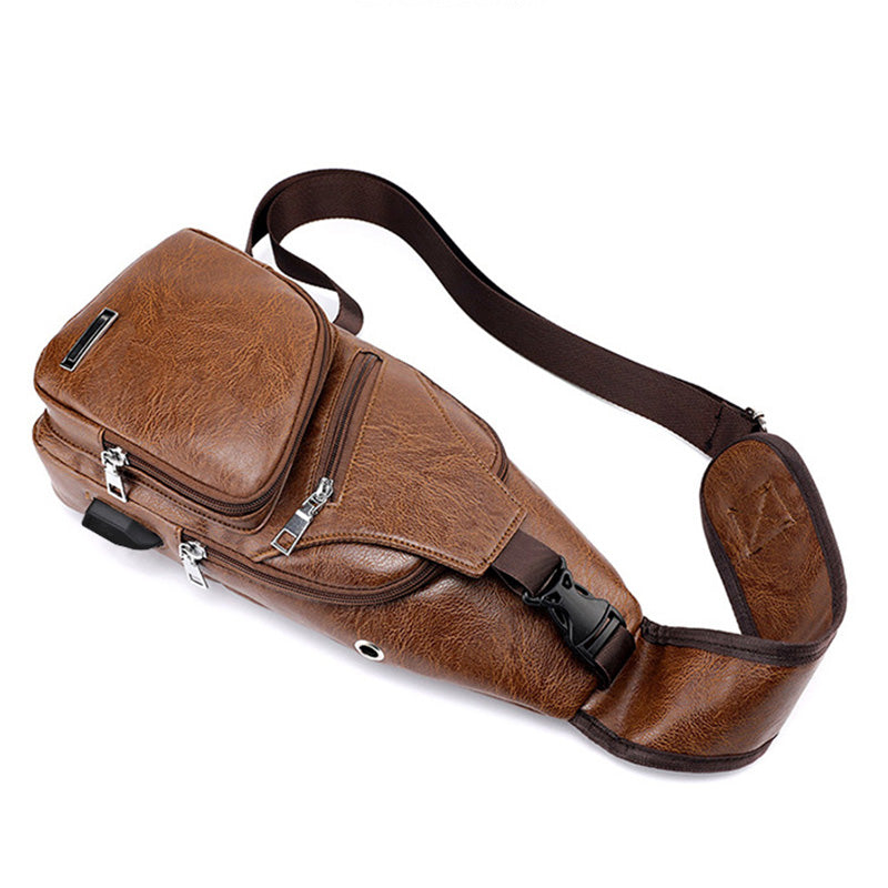 Men's Multifunctional High Quality Leather Chest Bag