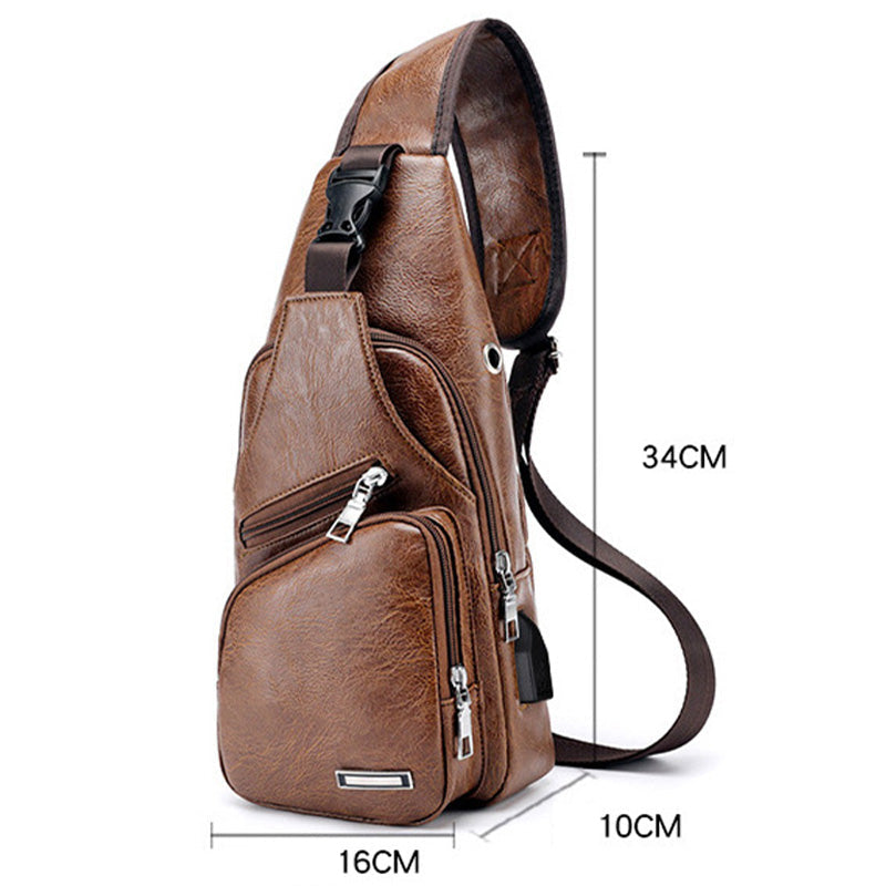Men's Multifunctional High Quality Leather Chest Bag