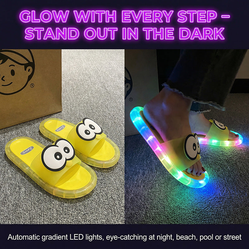 Cute slippers with cartoon motifs that glow
