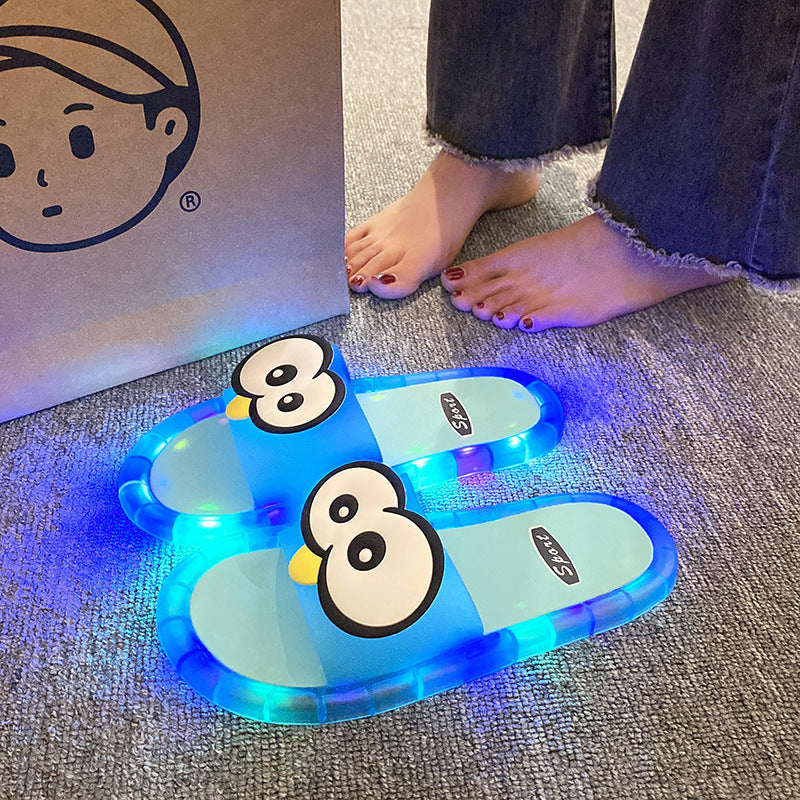 Cute slippers with cartoon motifs that glow
