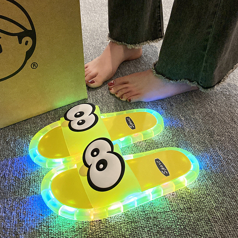 Cute slippers with cartoon motifs that glow