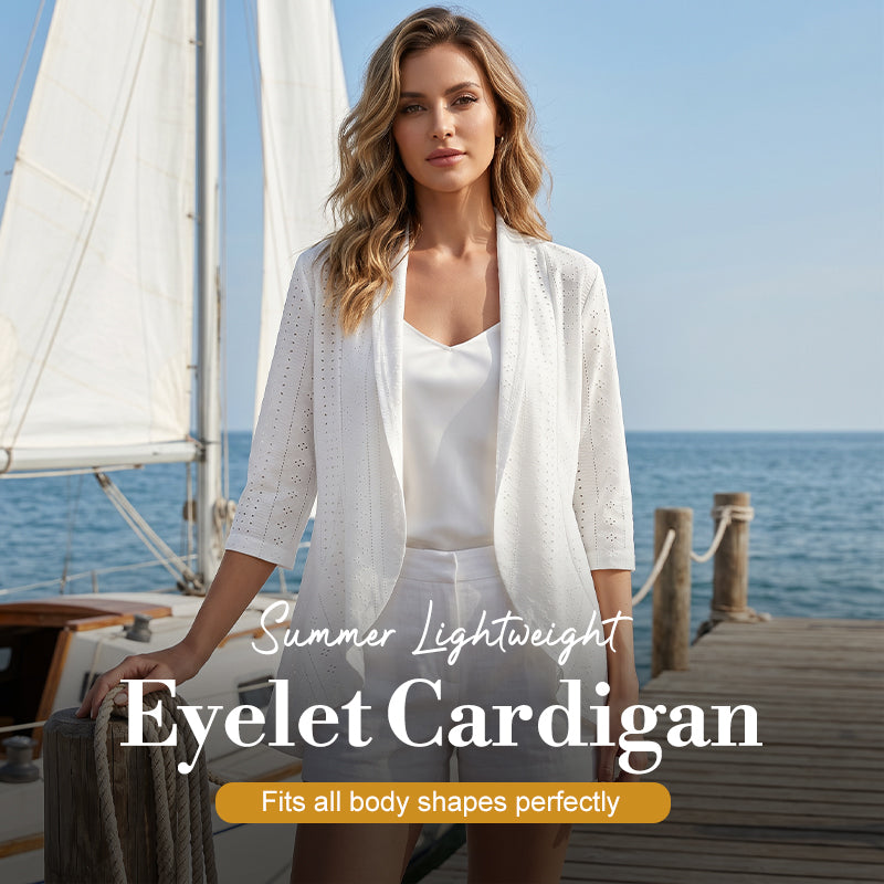 Women's Summer Lightweight Eyelet Cardigan