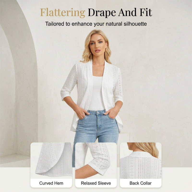 Women's Summer Lightweight Eyelet Cardigan