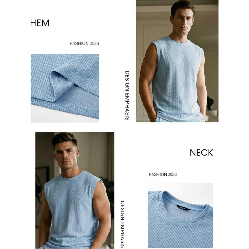 Men's Ribbed Sleeveless Tank Top & Pants 2-Piece Set