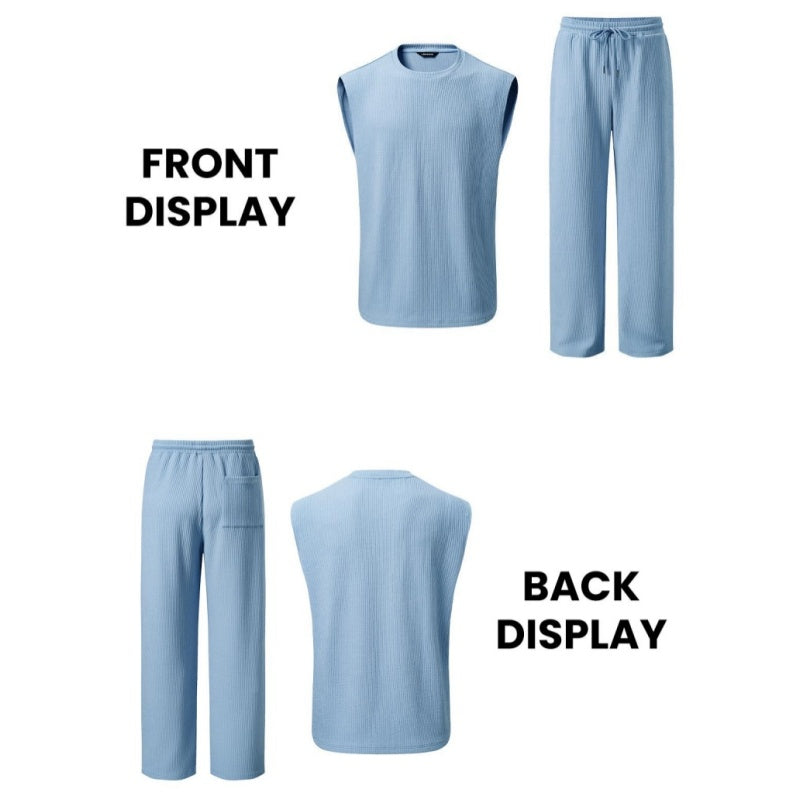 Men's Ribbed Sleeveless Tank Top & Pants 2-Piece Set